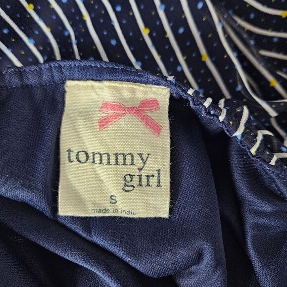 Tommy Girl Womens Navy & White Striped Maxi Sundress Size Small Casual Tiered - Picture 9 of 10